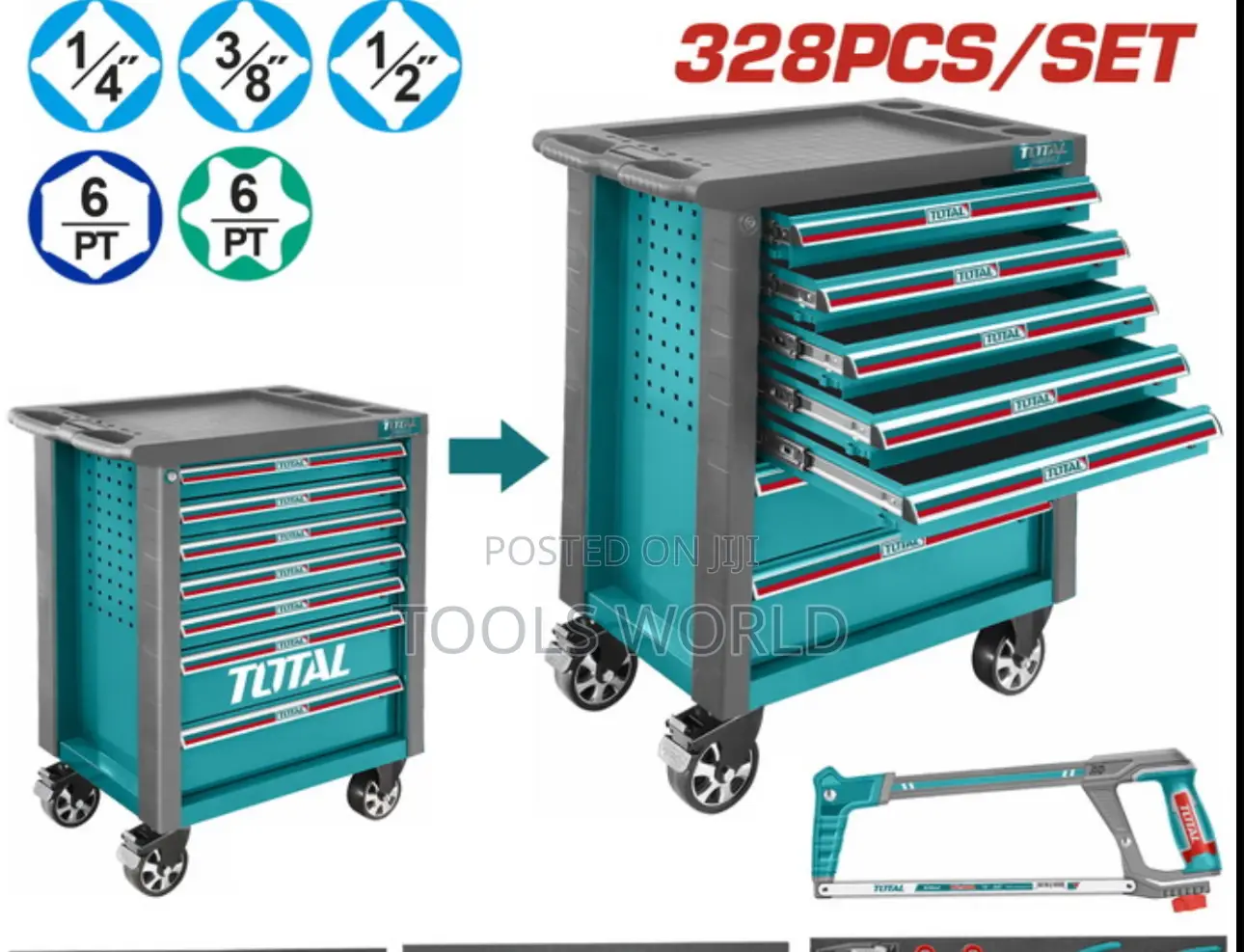 Total 328-PCS Professional Tool Chest Set – 7 Drawers + Full Tool Kit