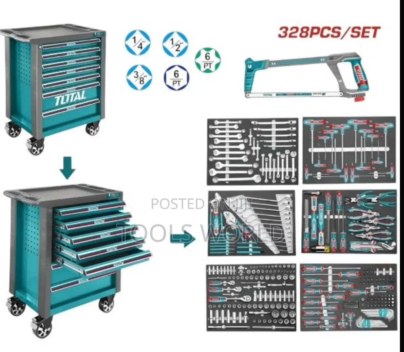Total 328-PCS Professional Tool Chest Set – 7 Drawers + Full Tool Kit