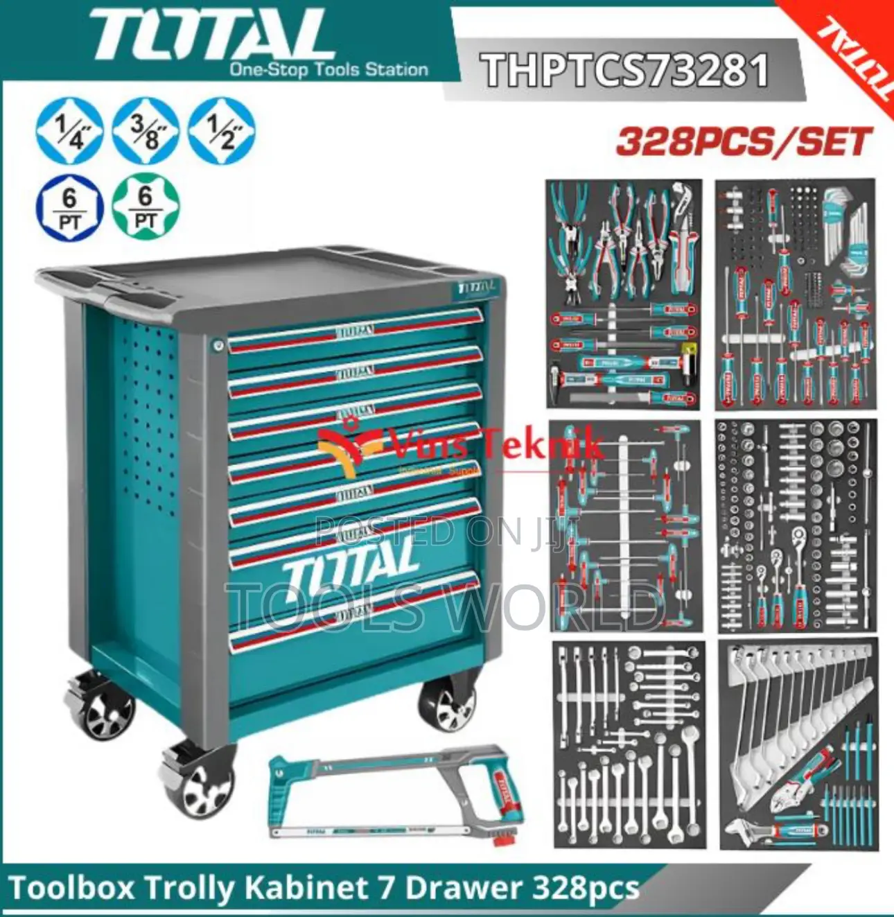 Total 328-PCS Professional Tool Chest Set – 7 Drawers + Full Tool Kit