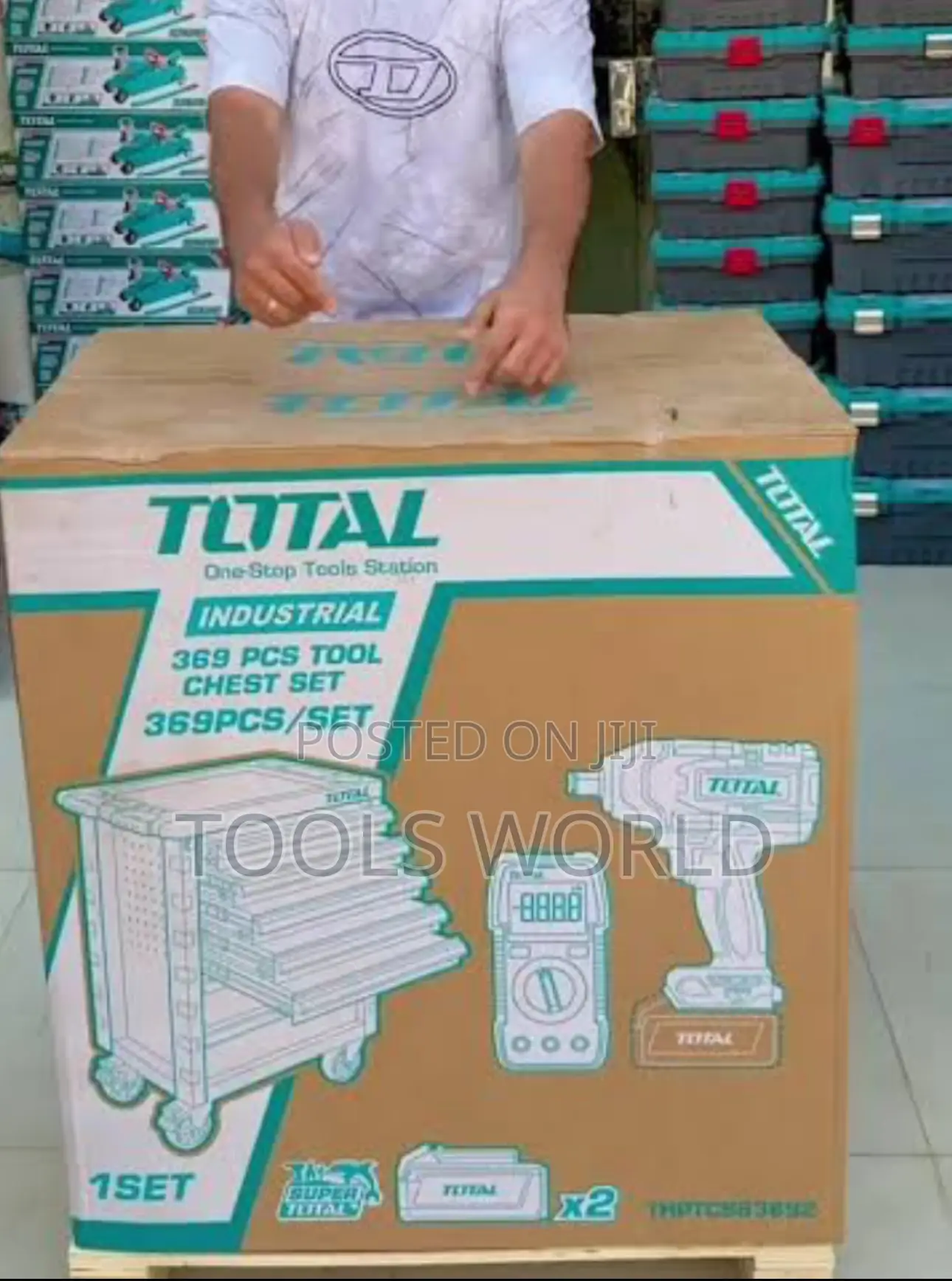 369pcs Tool Chest Set + Cordless Impact Wrench (Complete Workshop Kit)
