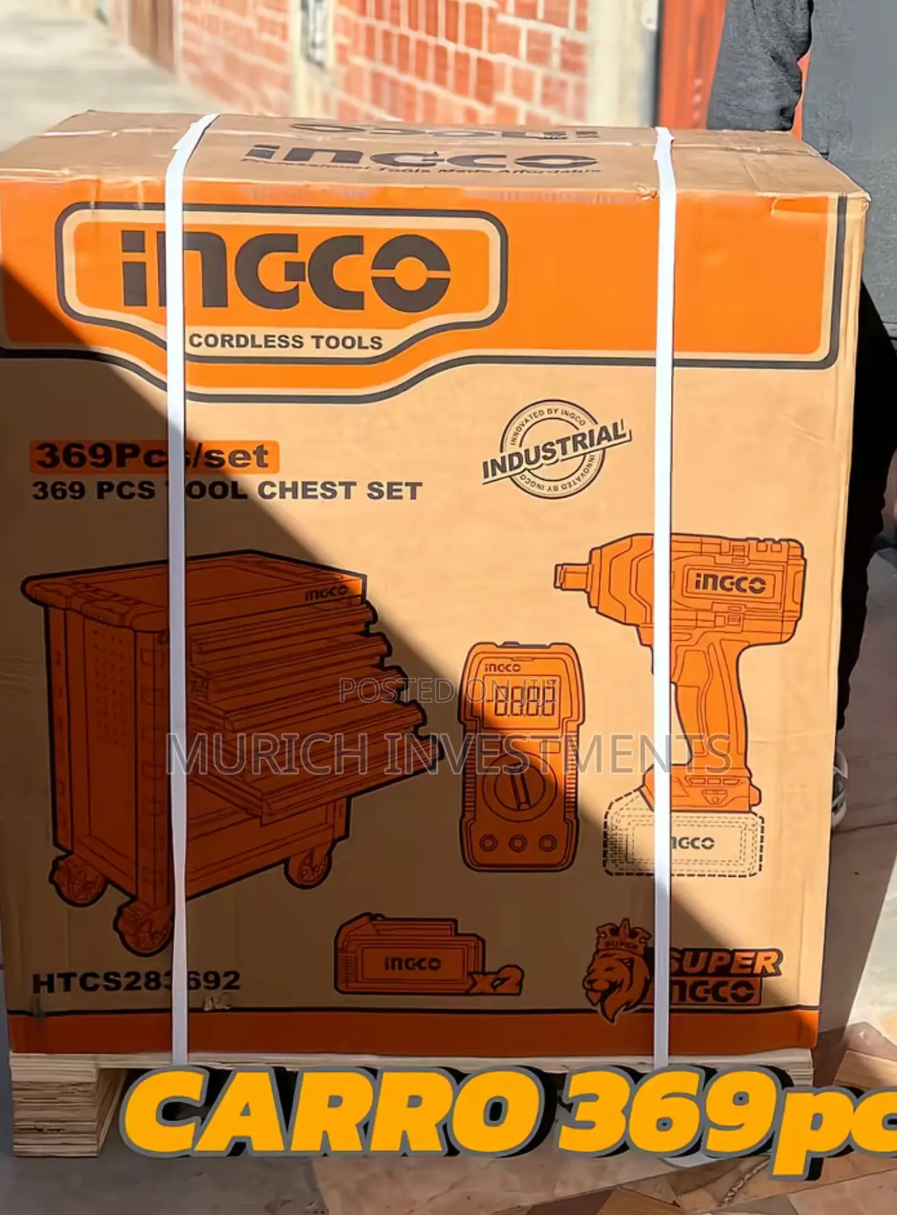 Ingco 369pcs Mechanics Tool Chest Set + Impact Wrench 850nm Htcs283692