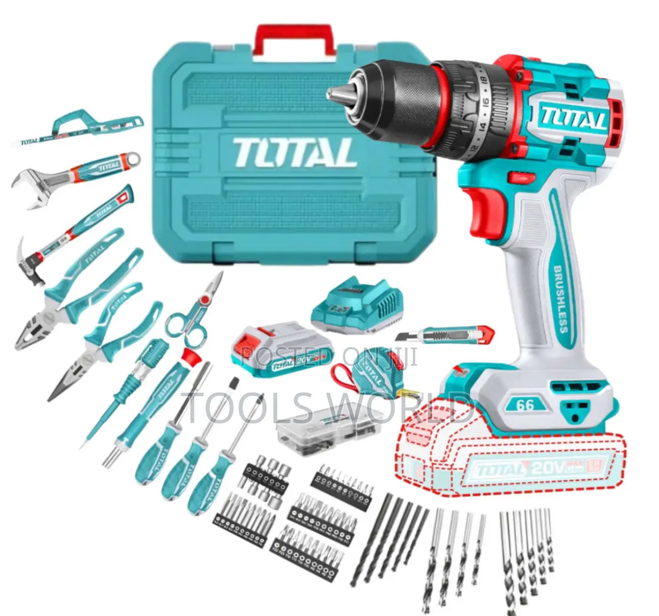 165pcs Tool Set + 20v Lithium-Ion Impact Drill – Thkthp11652