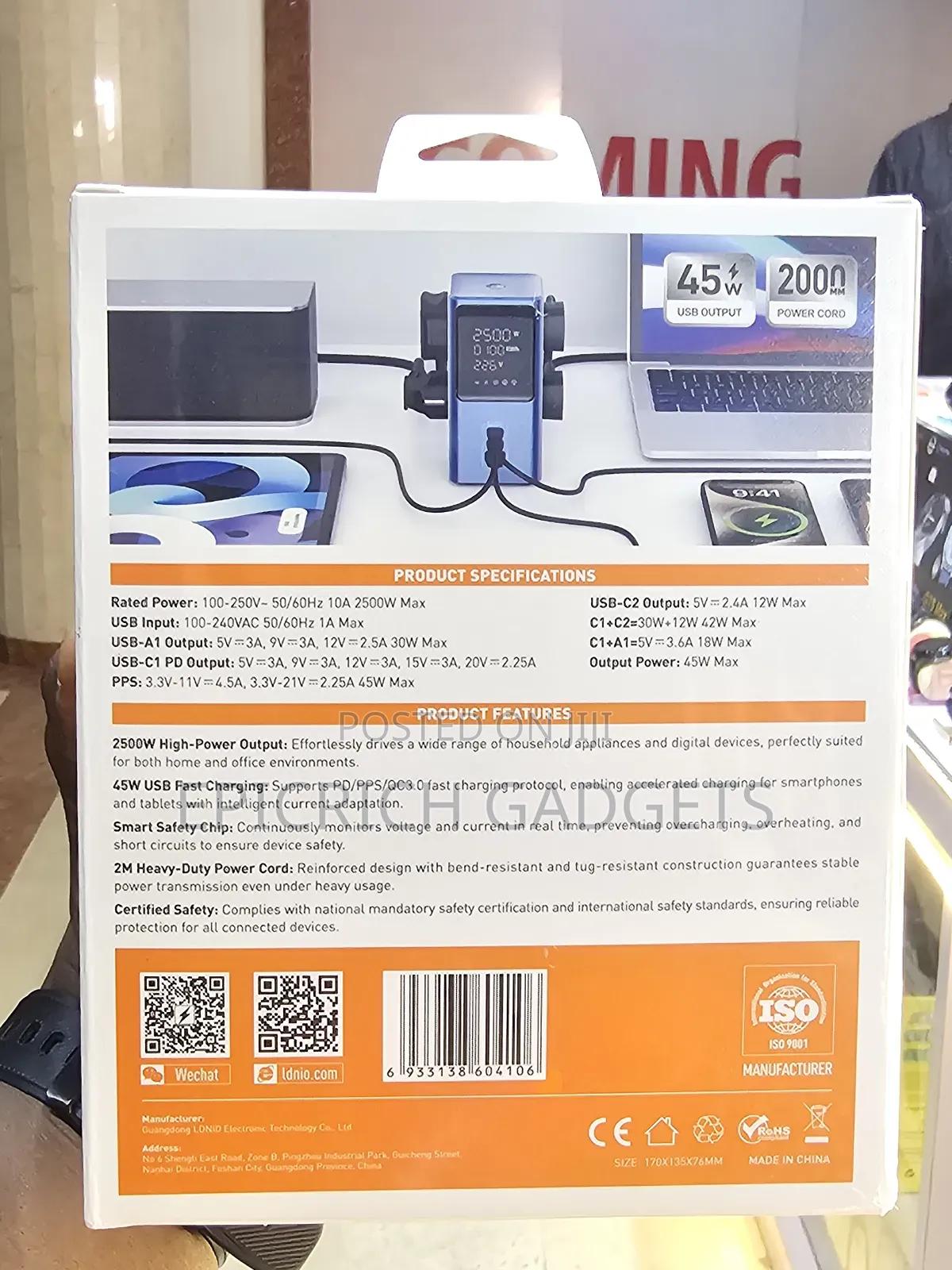 Ldnio Tower Extension Power Socket 2500w Laptop Charging Led Display