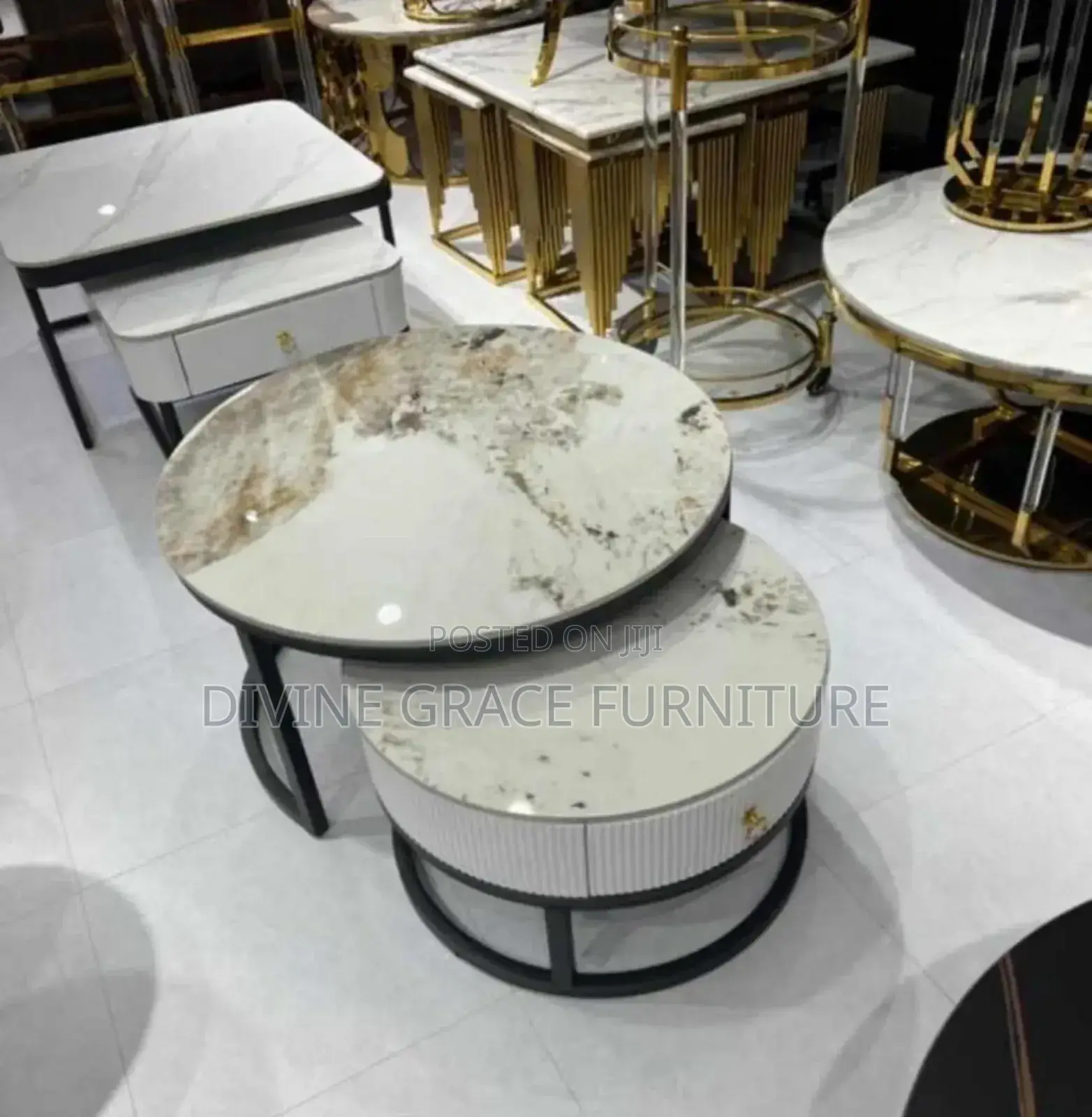 Marble Centre Table Set 2in1