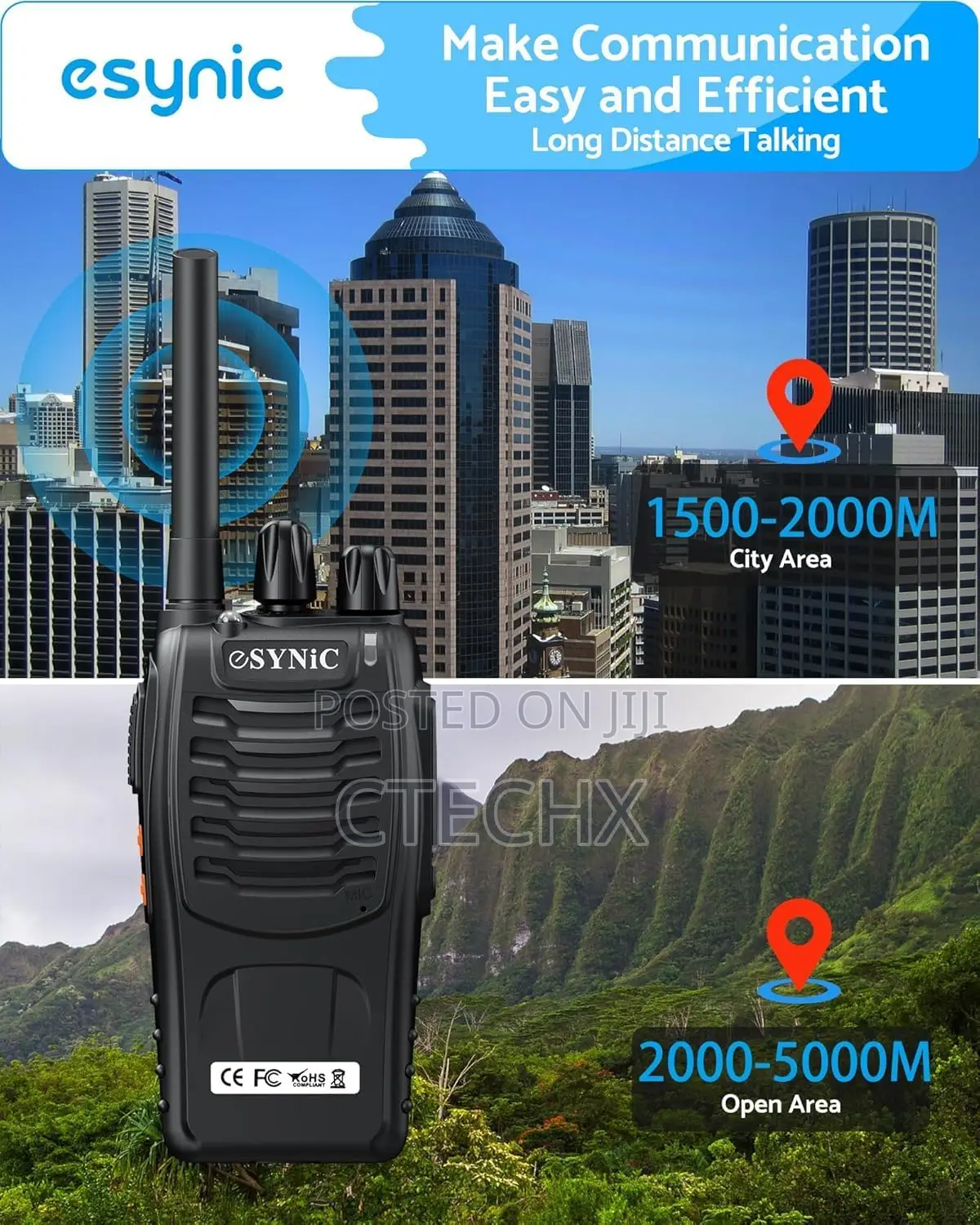 Esynic 6pcs Walkie Talkies for Adults 2 Way Radio Long Range