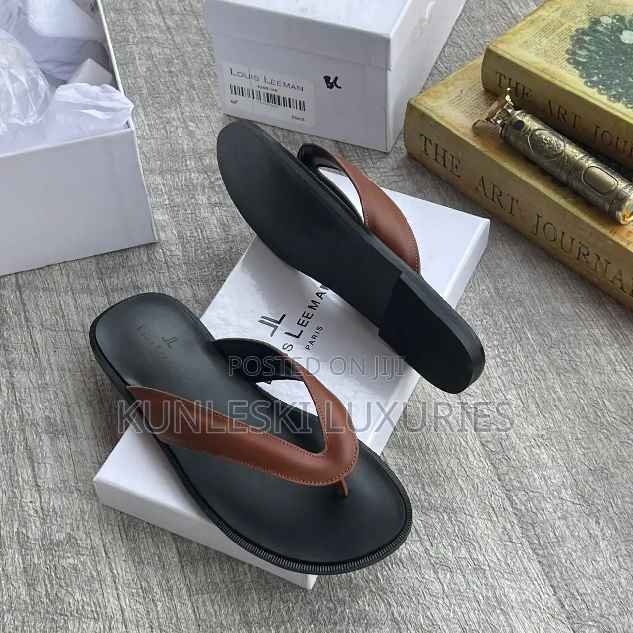 Original Louis Leeman Black & Brown Leather Slippers