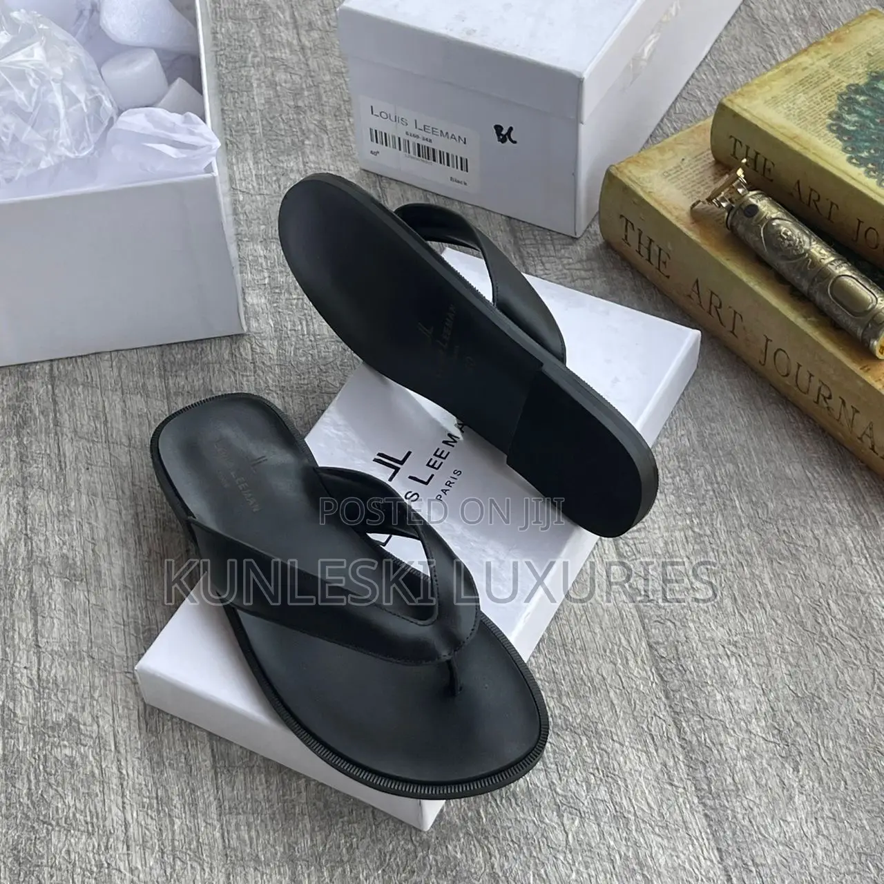 Original Louis Leeman Black & Brown Leather Slippers
