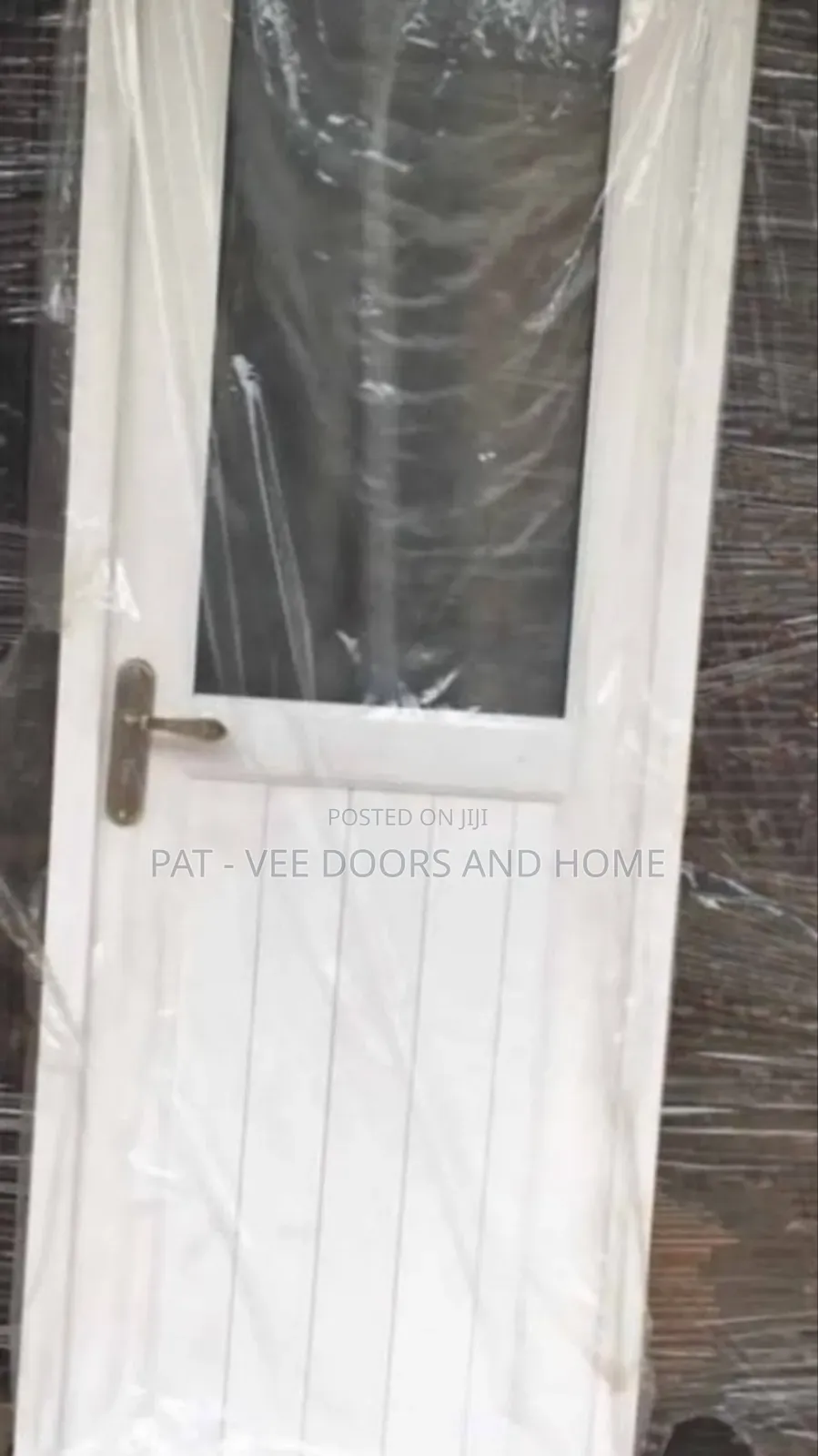 White Half Glass PVC Toilet Door