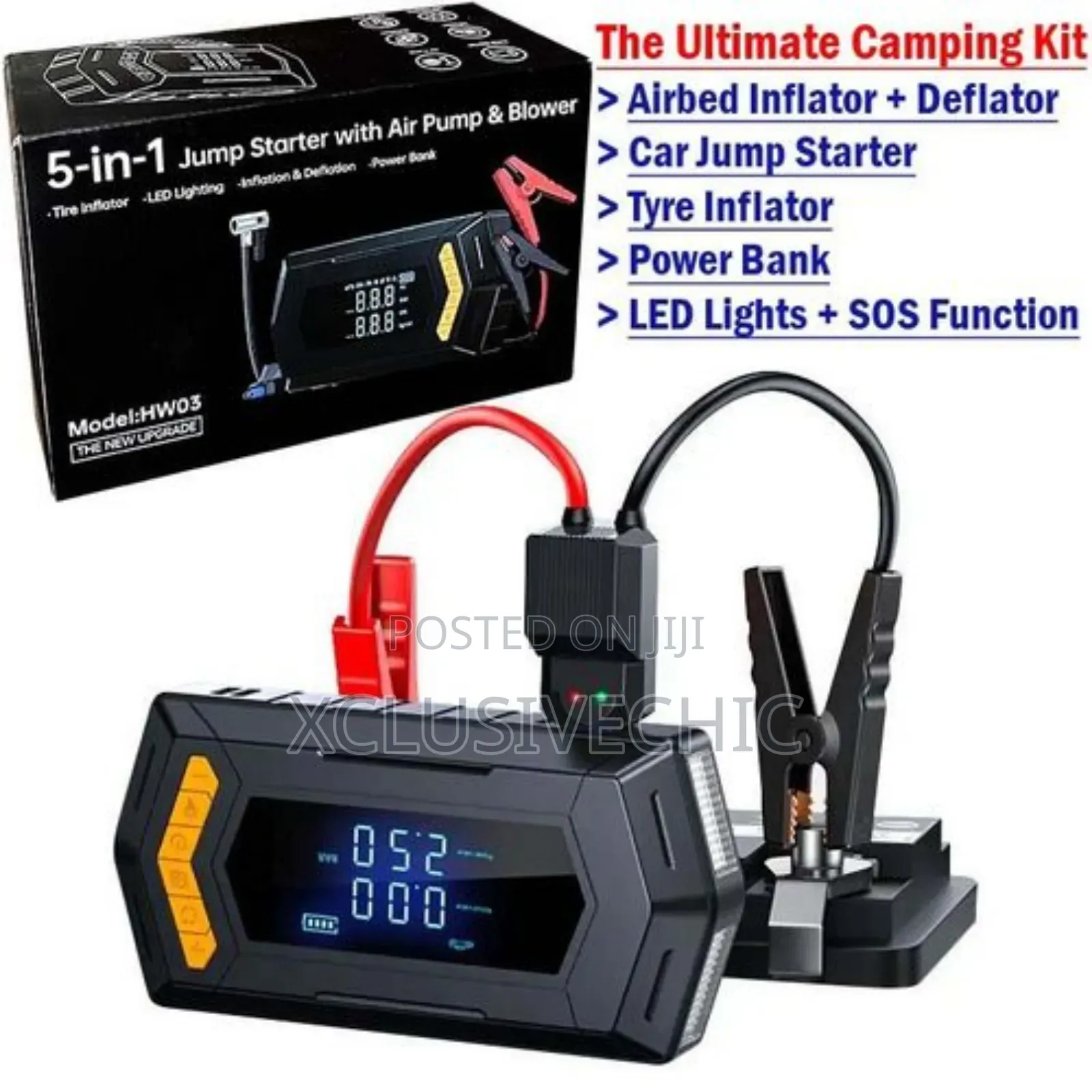 Multifunctional 5 in 1 Jump Starter, Inflator Air Compressor