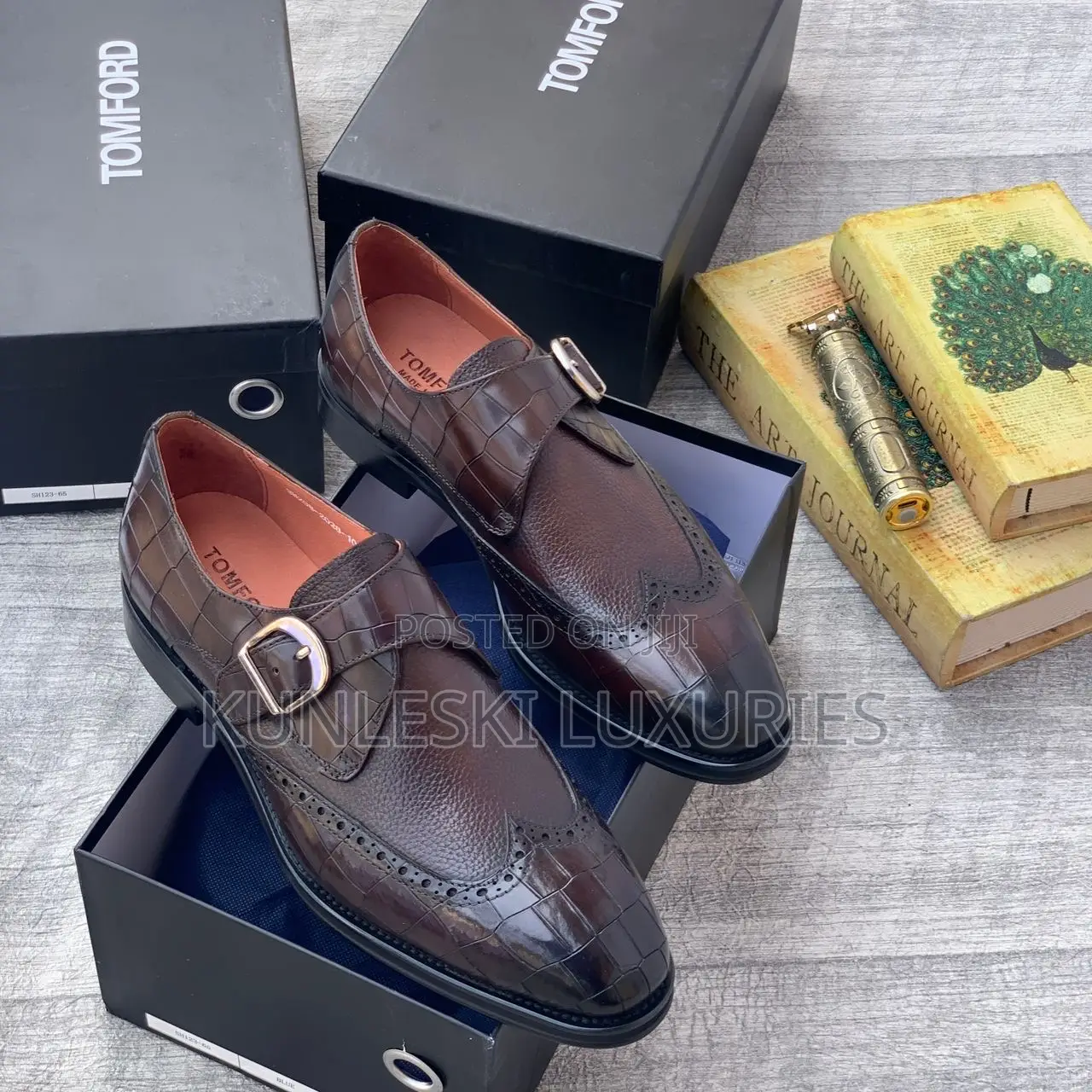 Original Tom Ford Buckle Leather Shoes Collections For Men