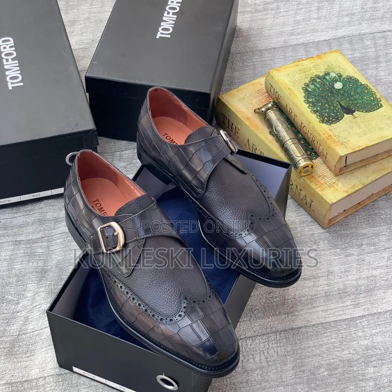 Original Tom Ford Buckle Leather Shoes Collections For Men