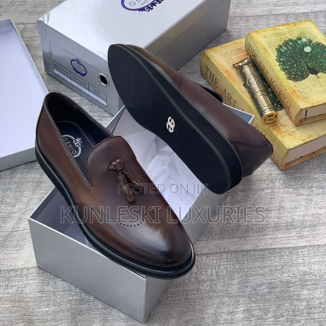 Original Genio Black & Brown Loafers Shoes For Men
