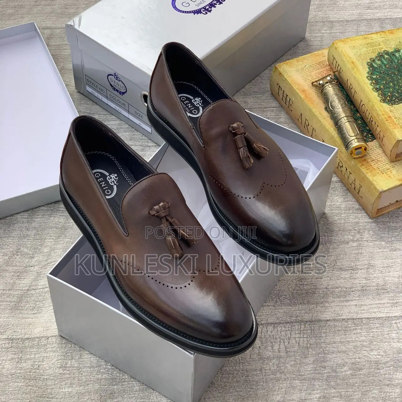 Original Genio Black & Brown Loafers Shoes For Men