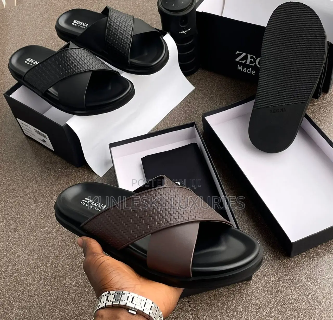 Original Zegna Italian Leather Slippers