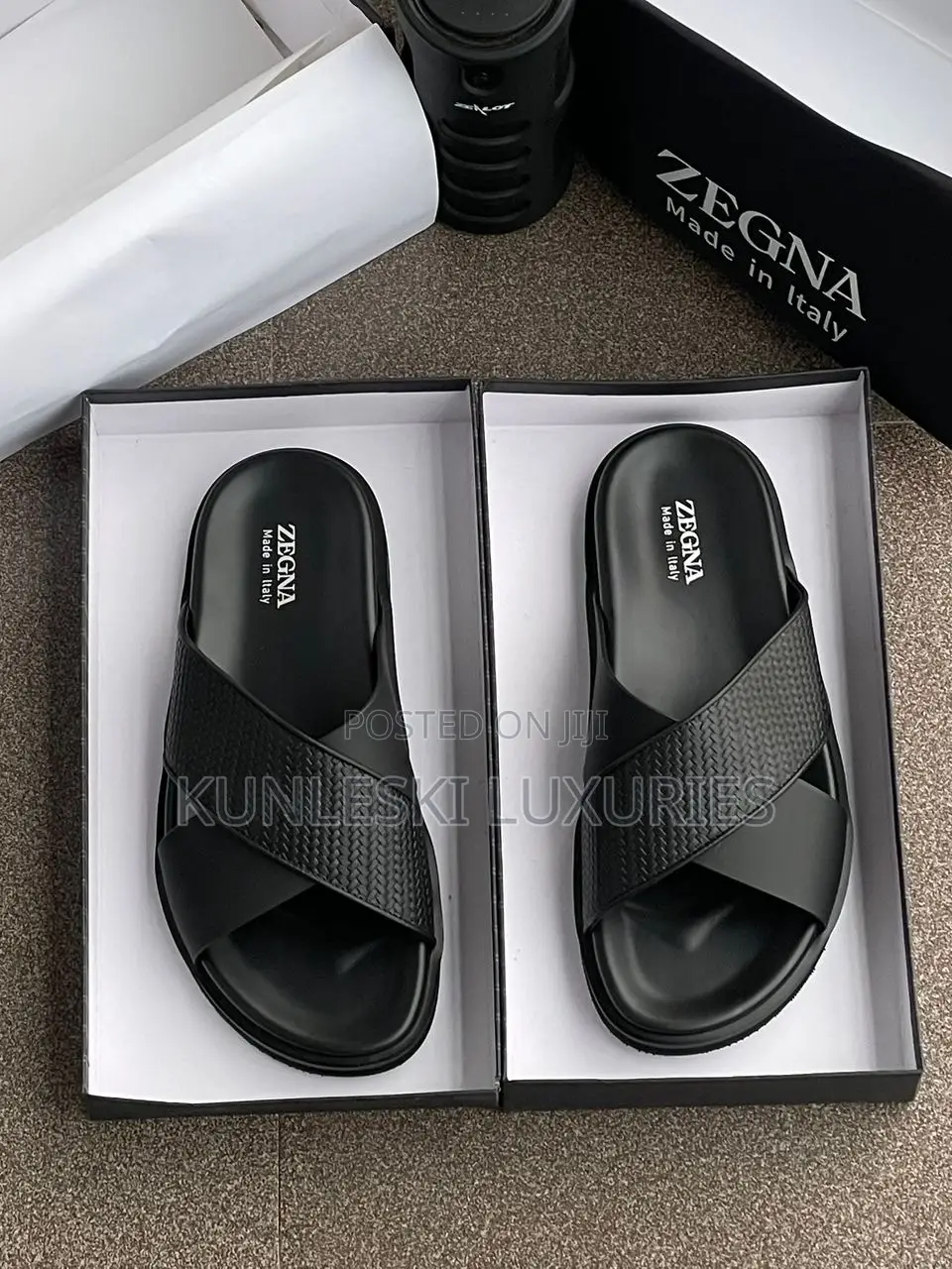 Original Zegna Italian Leather Slippers