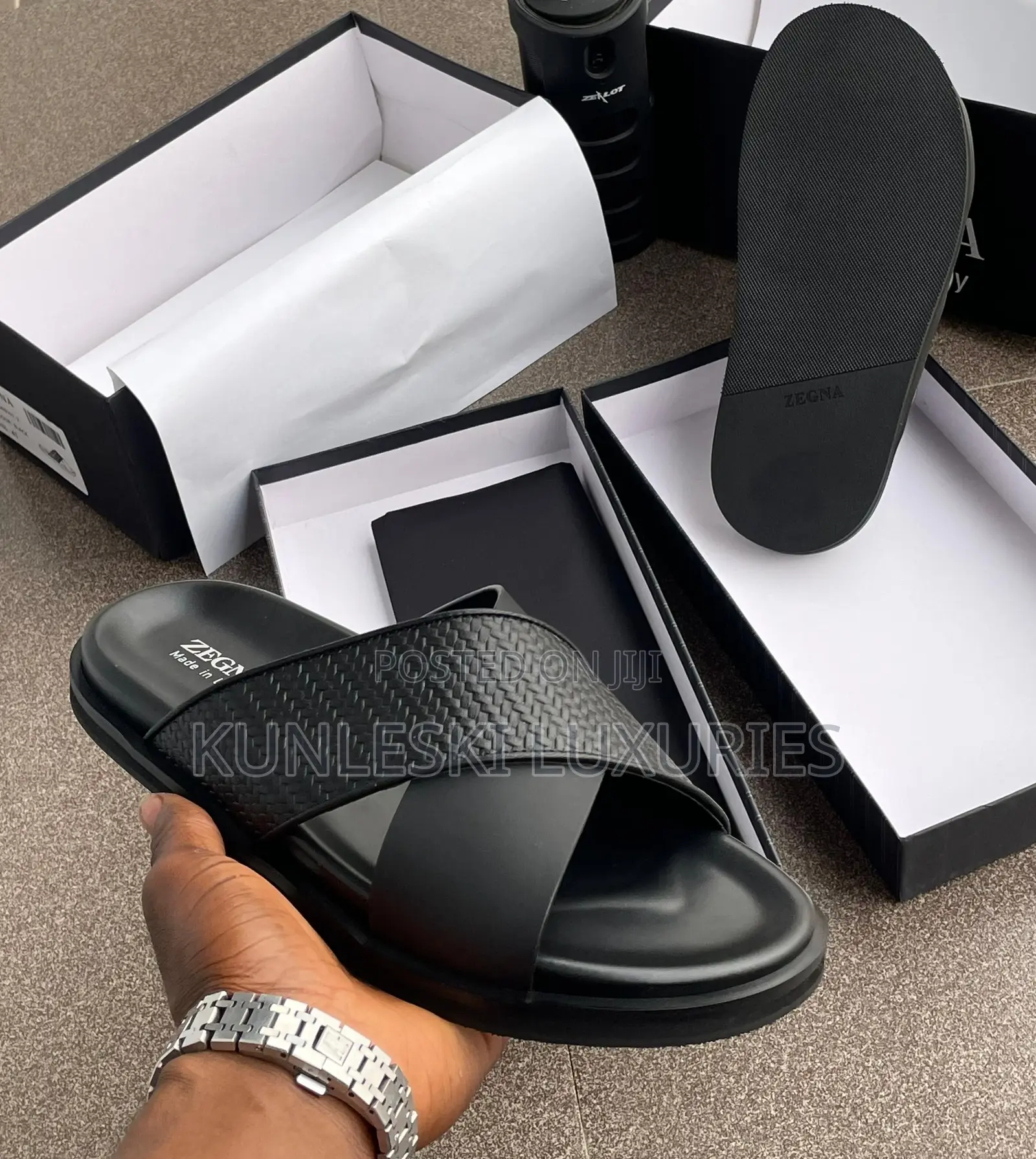 Original Zegna Italian Leather Slippers