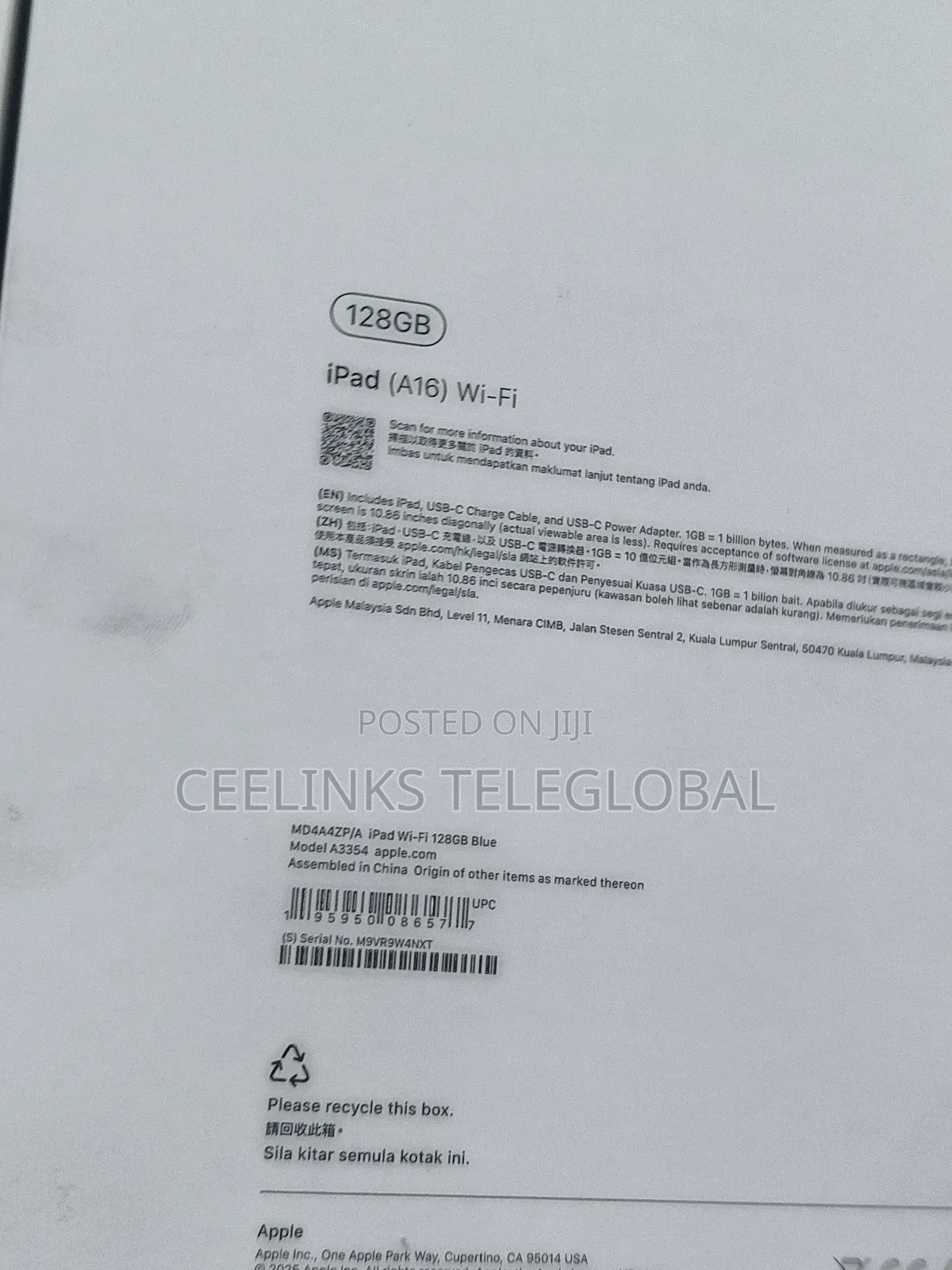 New Apple iPad (2025) 128 GB Pink