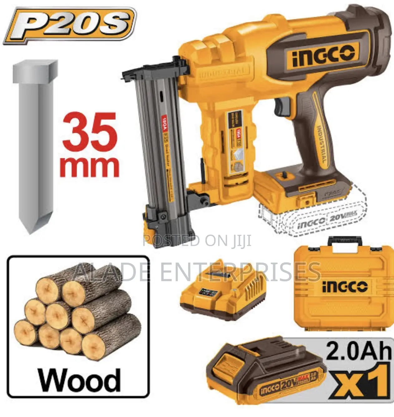 Ingco Cordless Battery Powered Brad Nailer With Battery And Charger