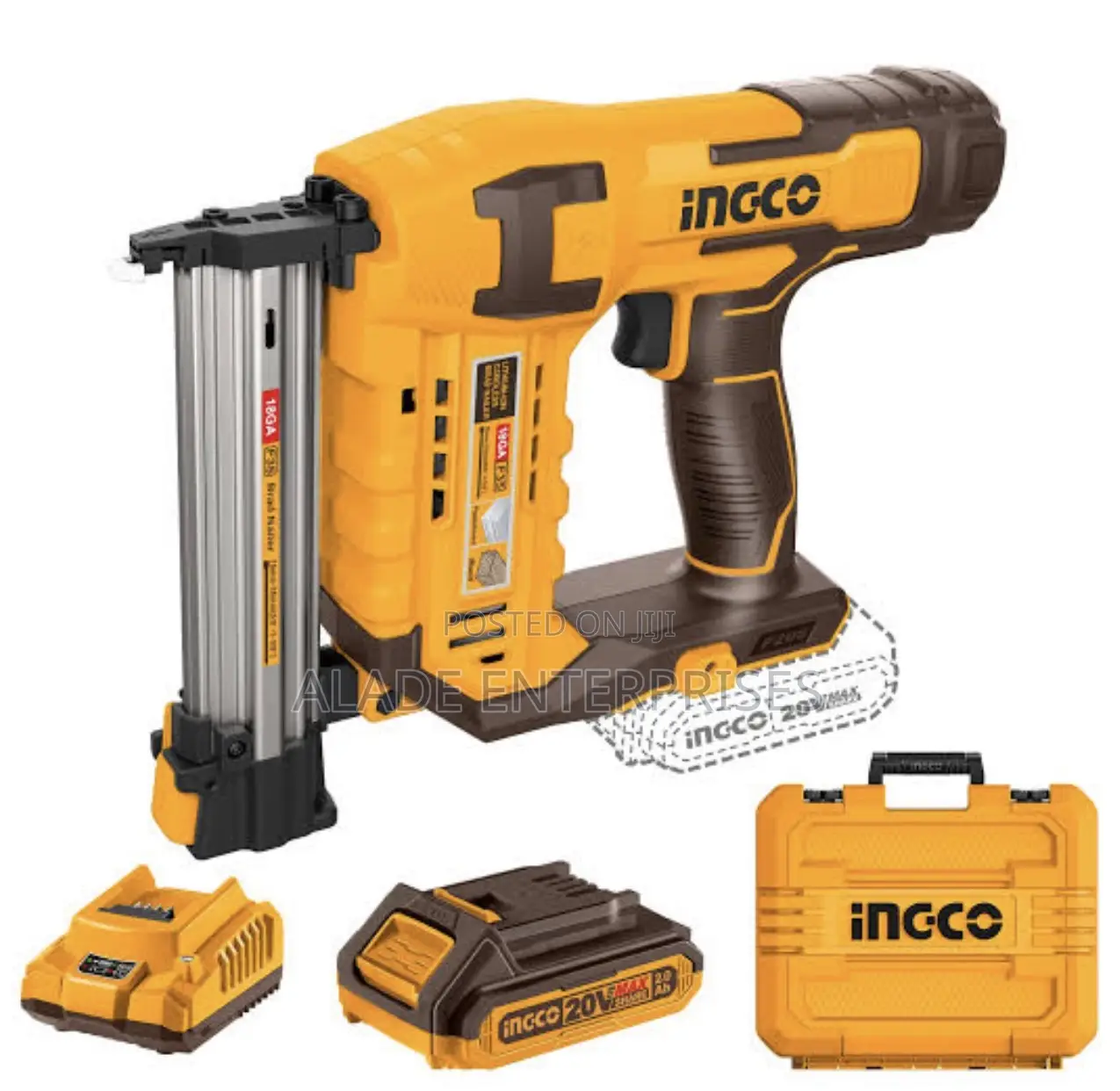 Ingco Cordless Battery Powered Brad Nailer With Battery And Charger