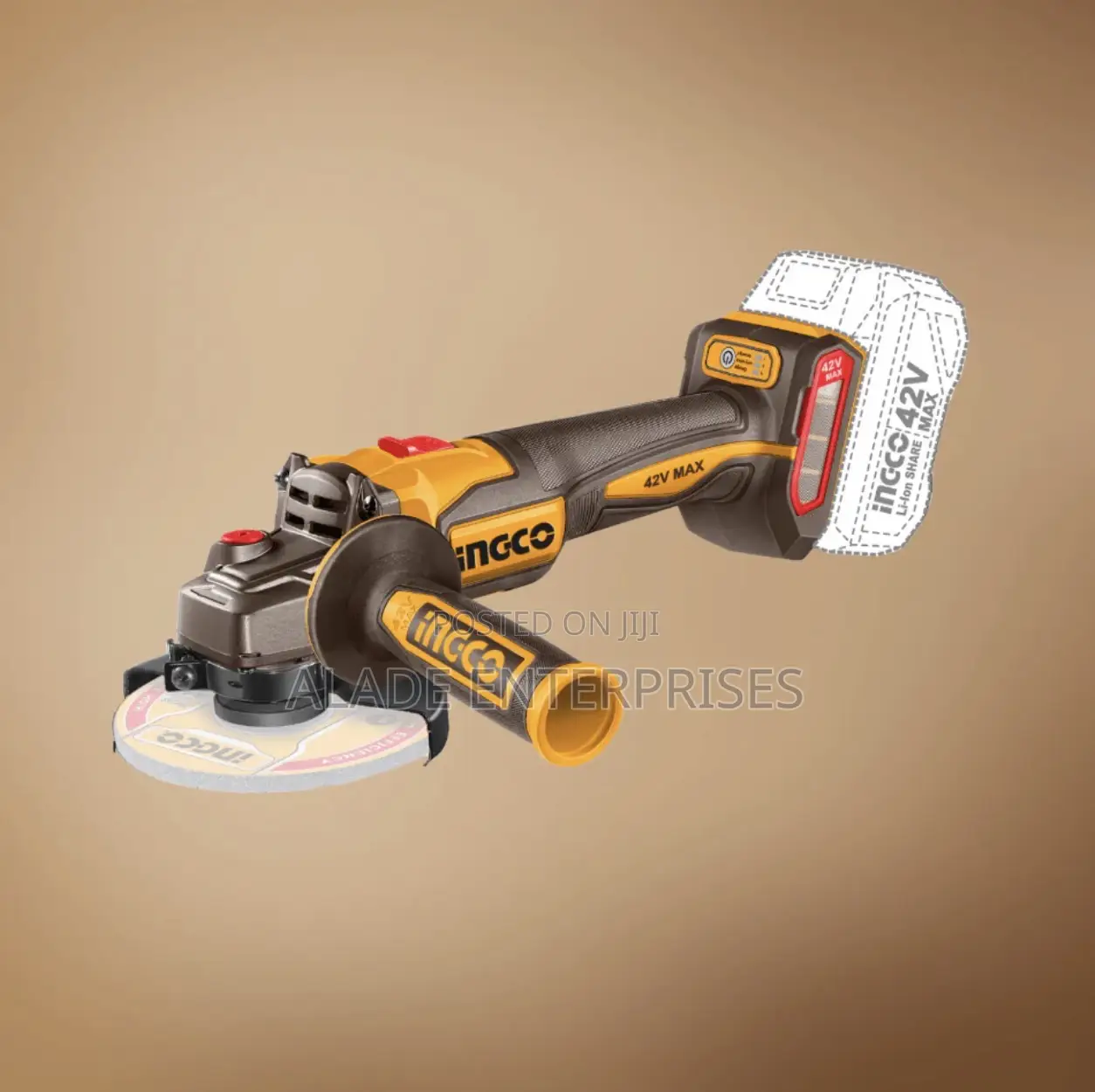 Ingco 42v Battery Cordless Angle Grinder With Batteries And Charger