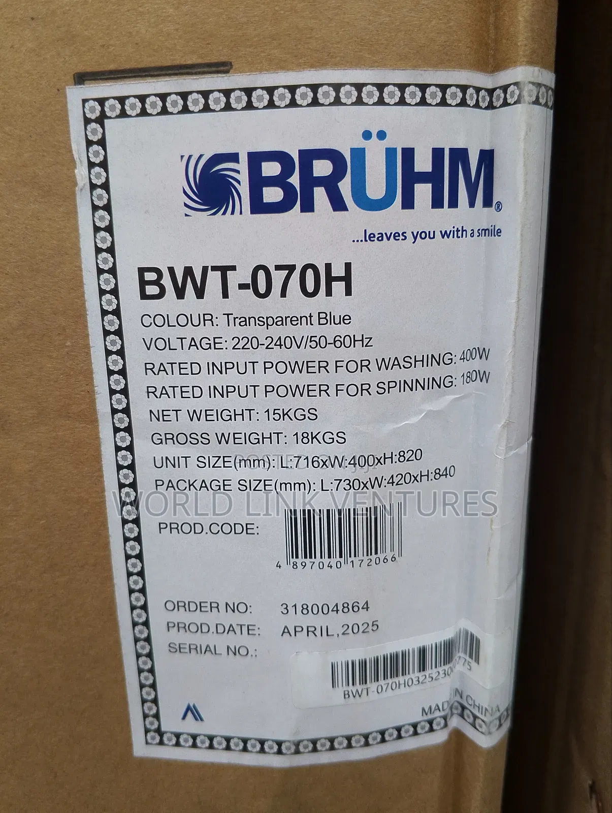 Bruhm Washing Machine Twin Tub 7kg
