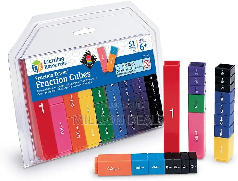 Learning Resources Fraction Tower Fraction Cubes, 51 Pieces, Ages 6+