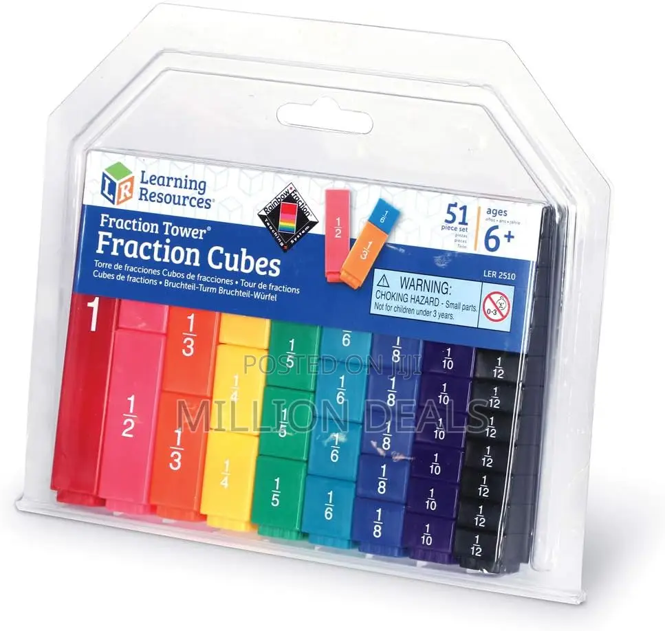 Learning Resources Fraction Tower Fraction Cubes, 51 Pieces, Ages 6+