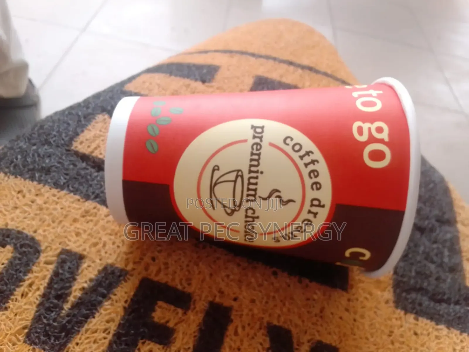 50 Pieces Red Paper Coffee Cup With Cover