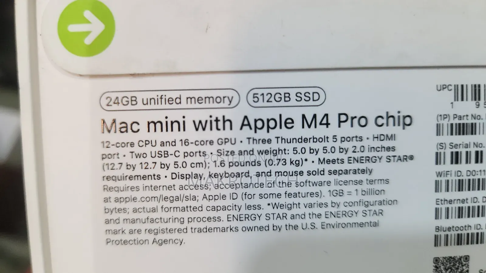 New Desktop Computer Apple Mac Mini M4 Pro 24GB Apple M4 Pro SSD 512GB