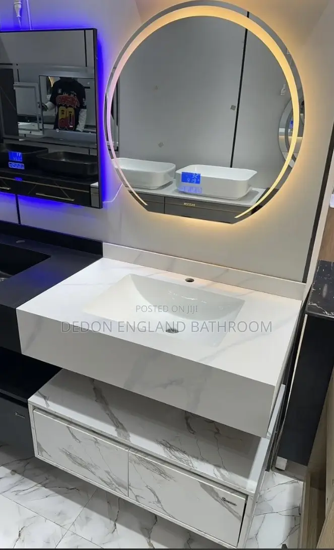High Quality England 80cm Marble Basin With Led Mirror