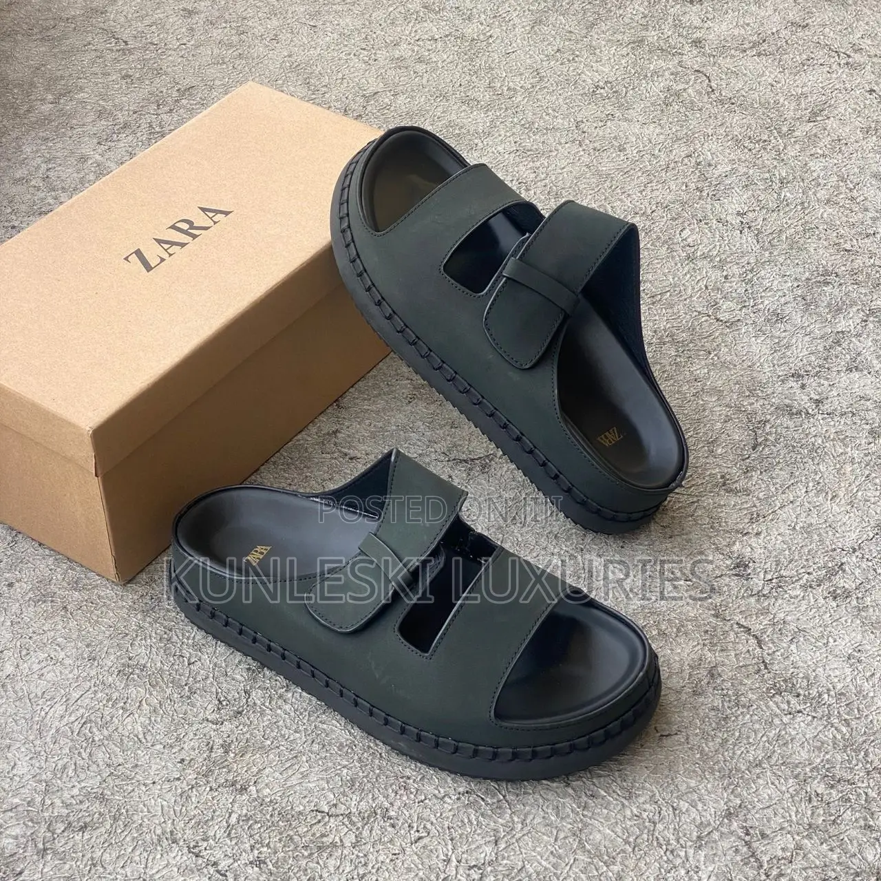Original Zara Black Slippers For Men