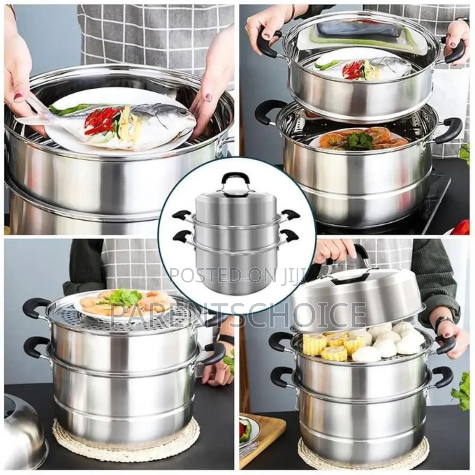 Steamer Pot for Cooking 11 Inch Steam Pots With Lid 2-Tier
