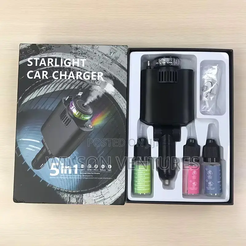 4 In 1 Super Fast Charge Car Charger Diffuser Ambient Light