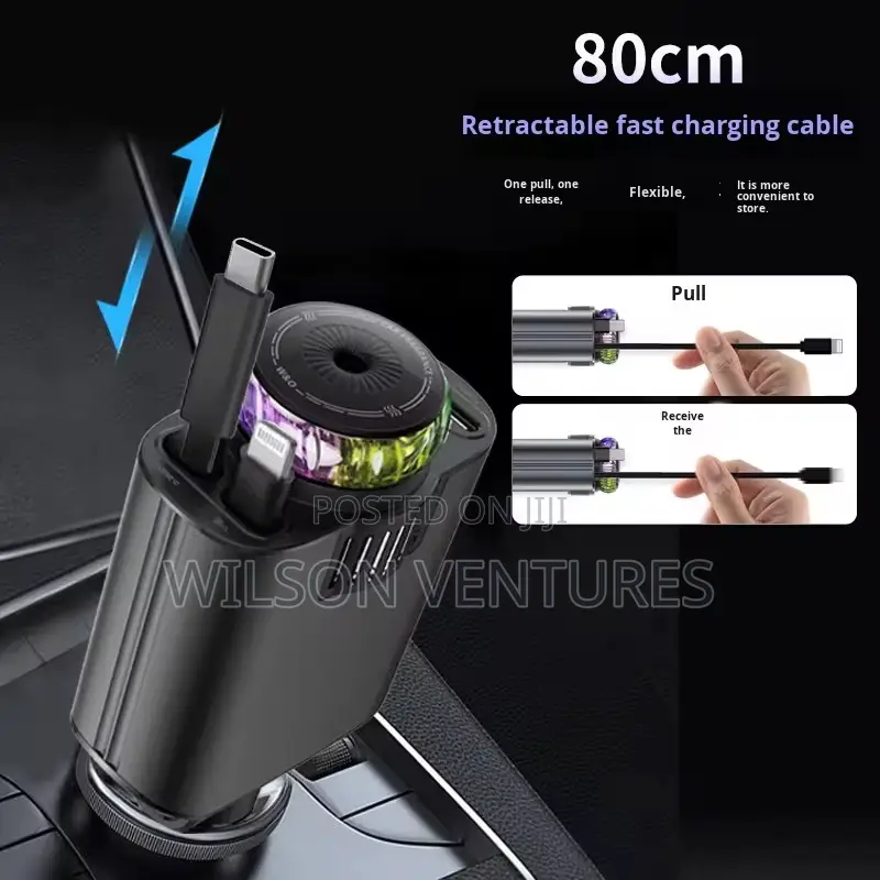 4 In 1 Super Fast Charge Car Charger Diffuser Ambient Light