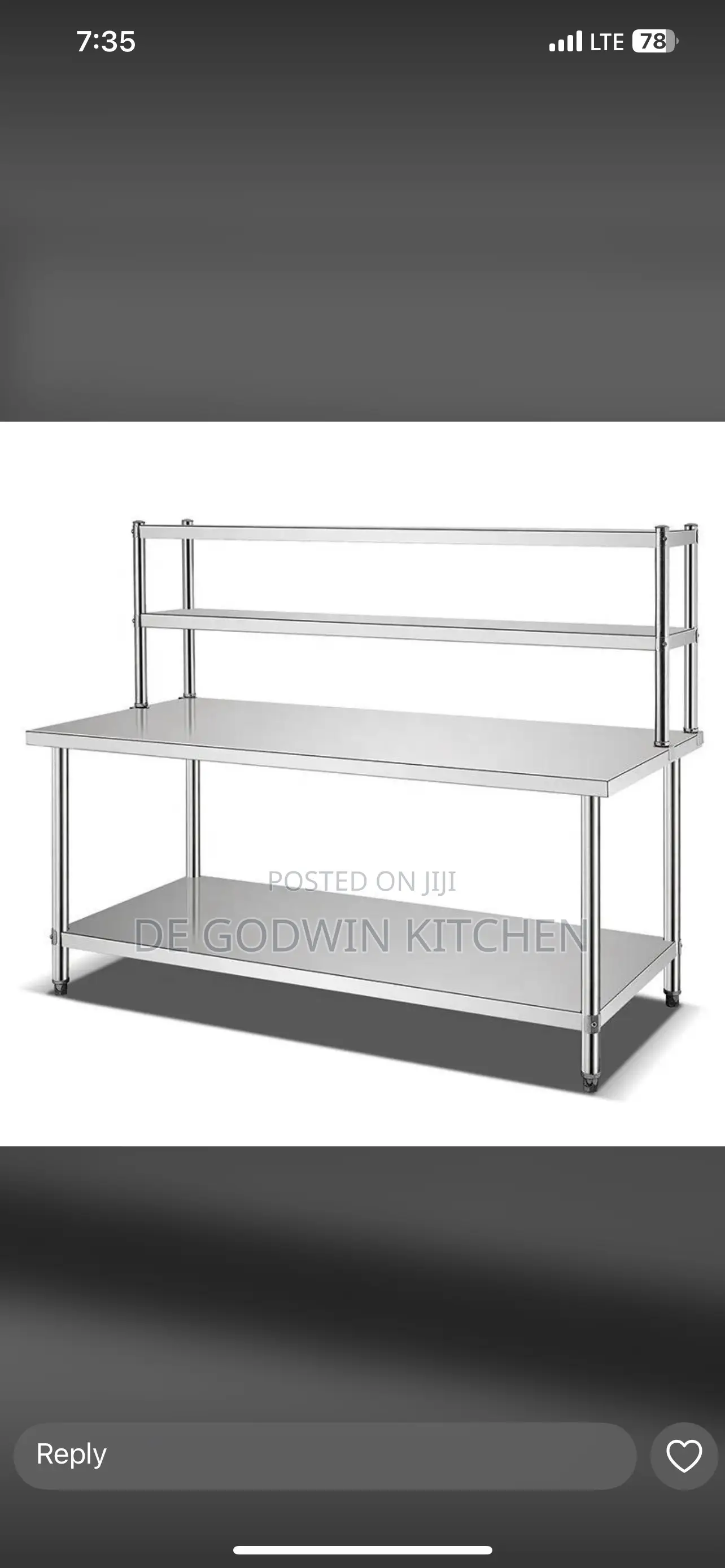 6ft Stainless Steel Table With Upper Shelf