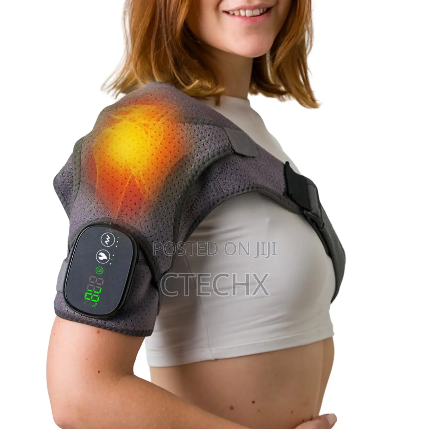 Heated Shoulder Wrap - Cordless Heating Pad Massager With Vibratio