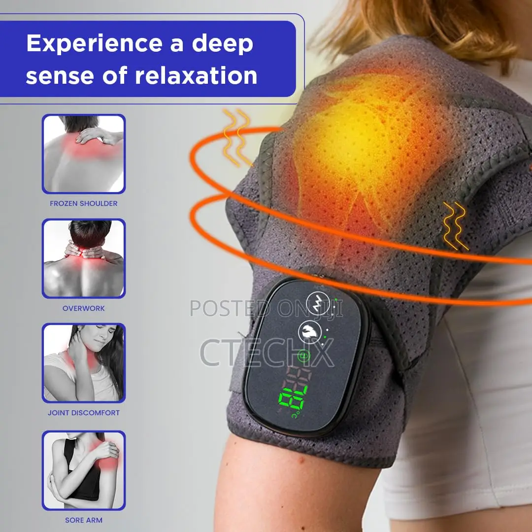 Heated Shoulder Wrap - Cordless Heating Pad Massager With Vibratio
