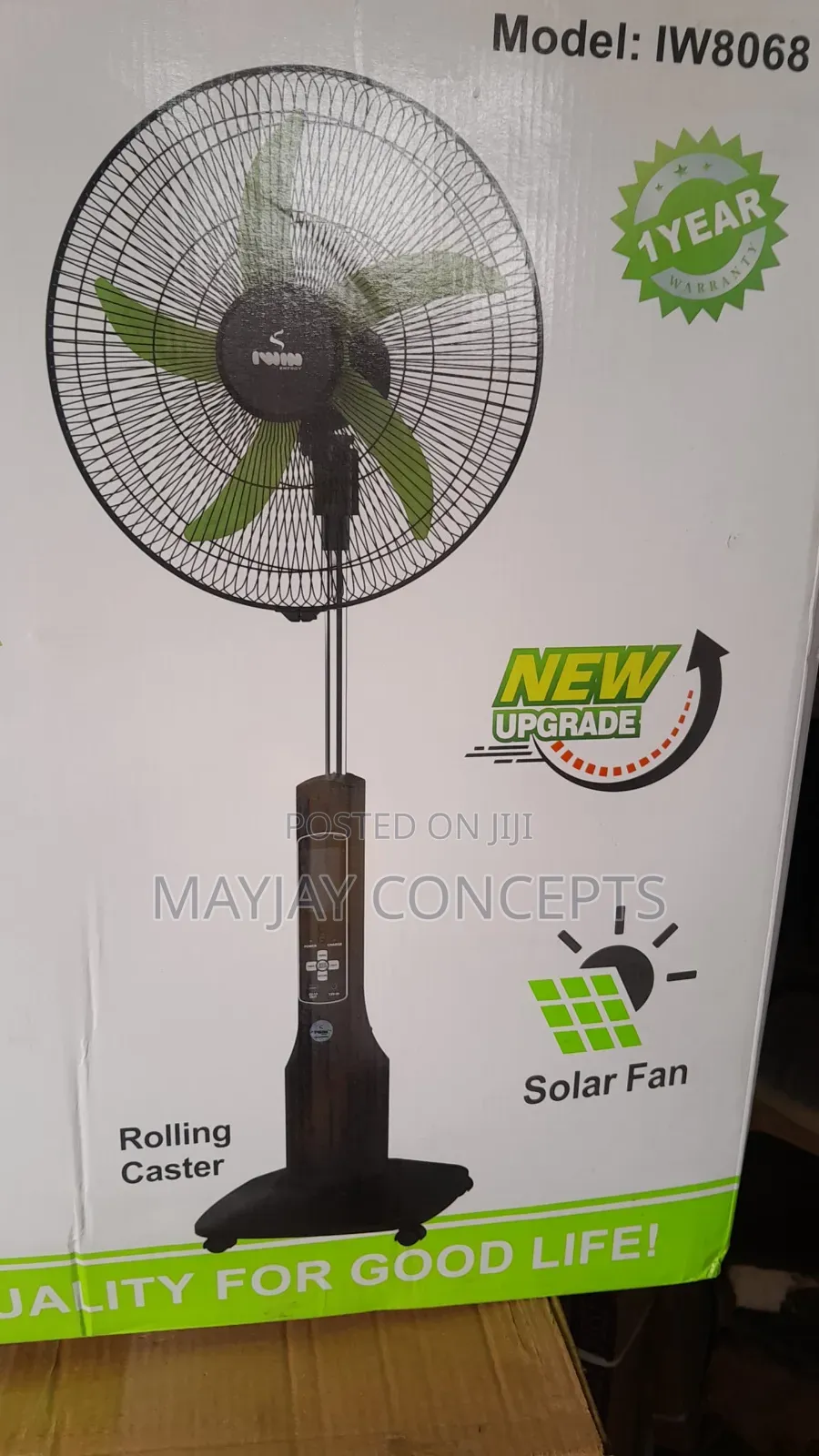 18-Inch Iwin Ac/Dc Rechargeable Standing Fan-Supports Solar Charge