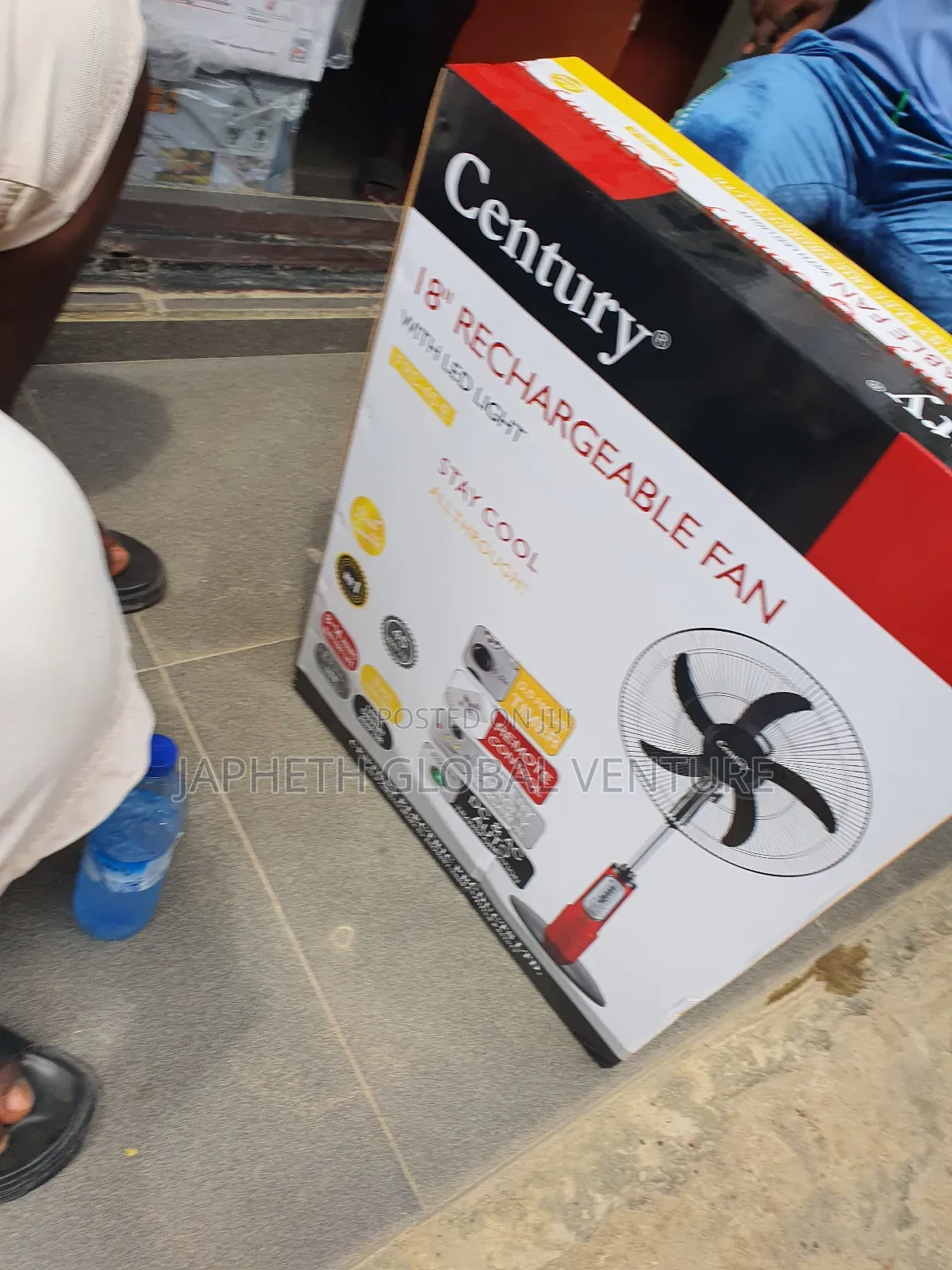 Century 18” Rechargeable Standing Fan With Led Light Remote