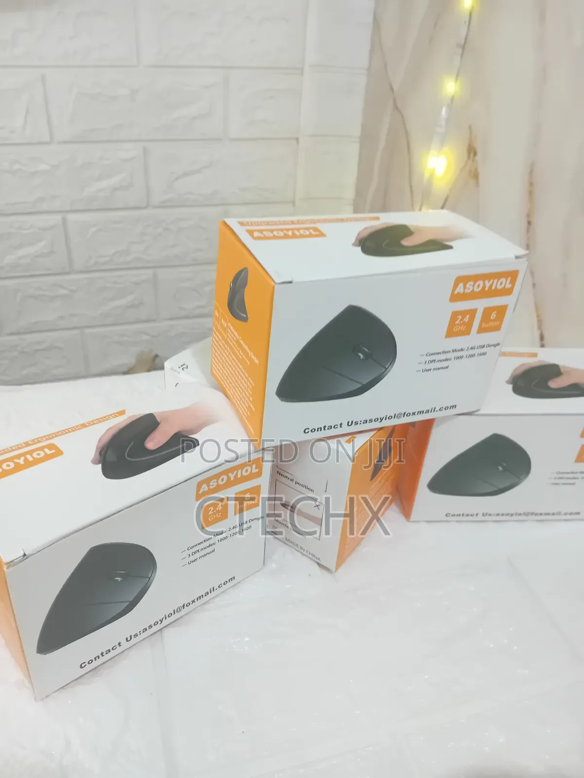 Asoyiol Wireless Mouse With 6 Buttons 3 Dpi 1000/1200/1600 Vertical