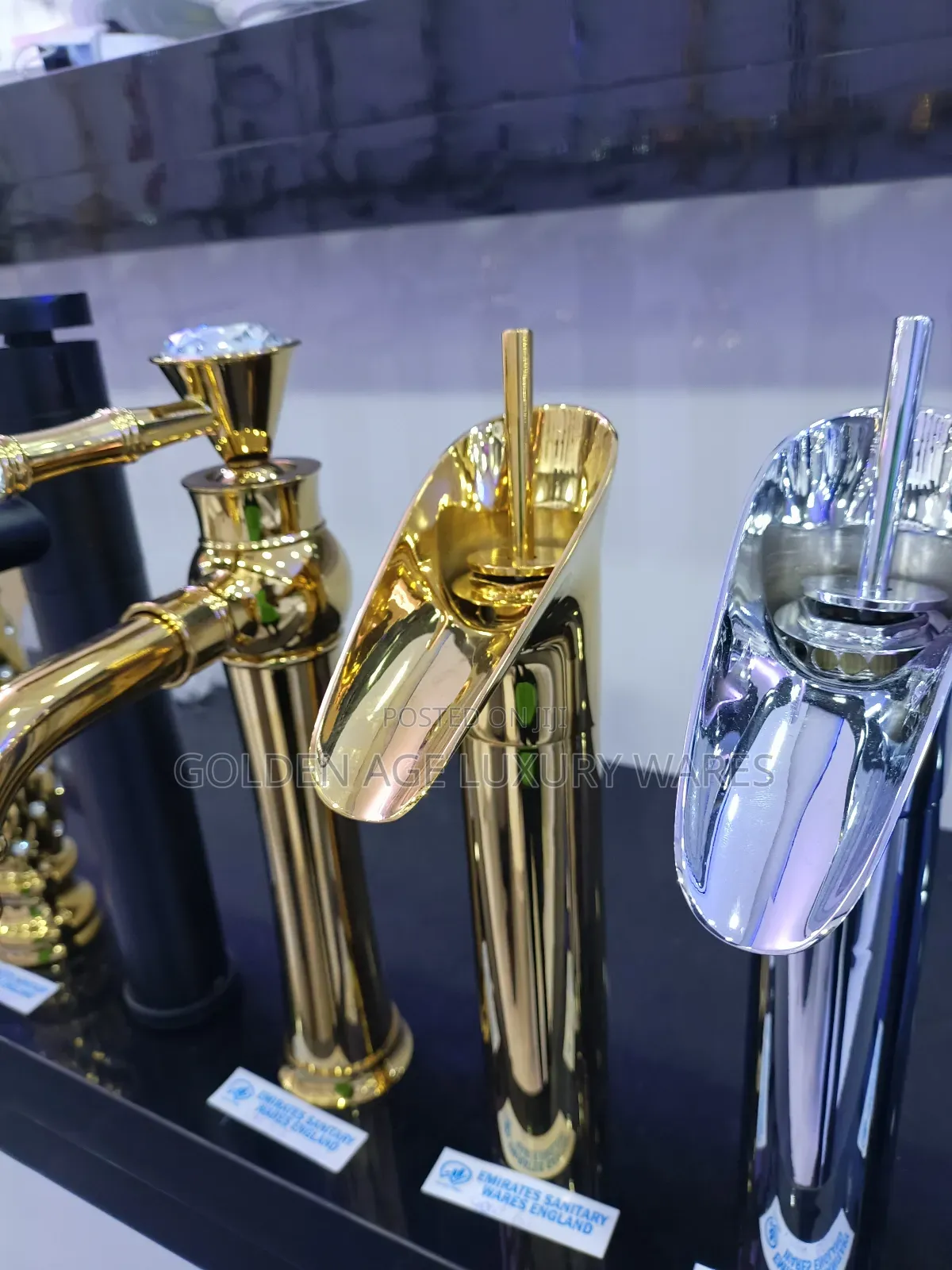 Long Brass Waterfall Basin Mixer Tap Gold Gh15