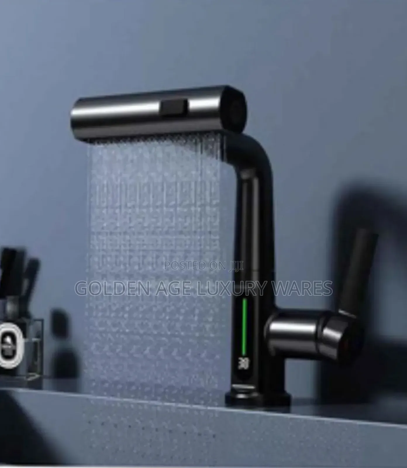 Black Brass Basin Mixer Tap With Temp Display