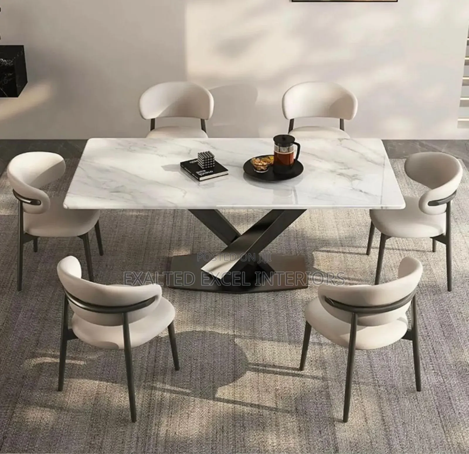 Luxury Marble Top Dining Set for 6 Seater