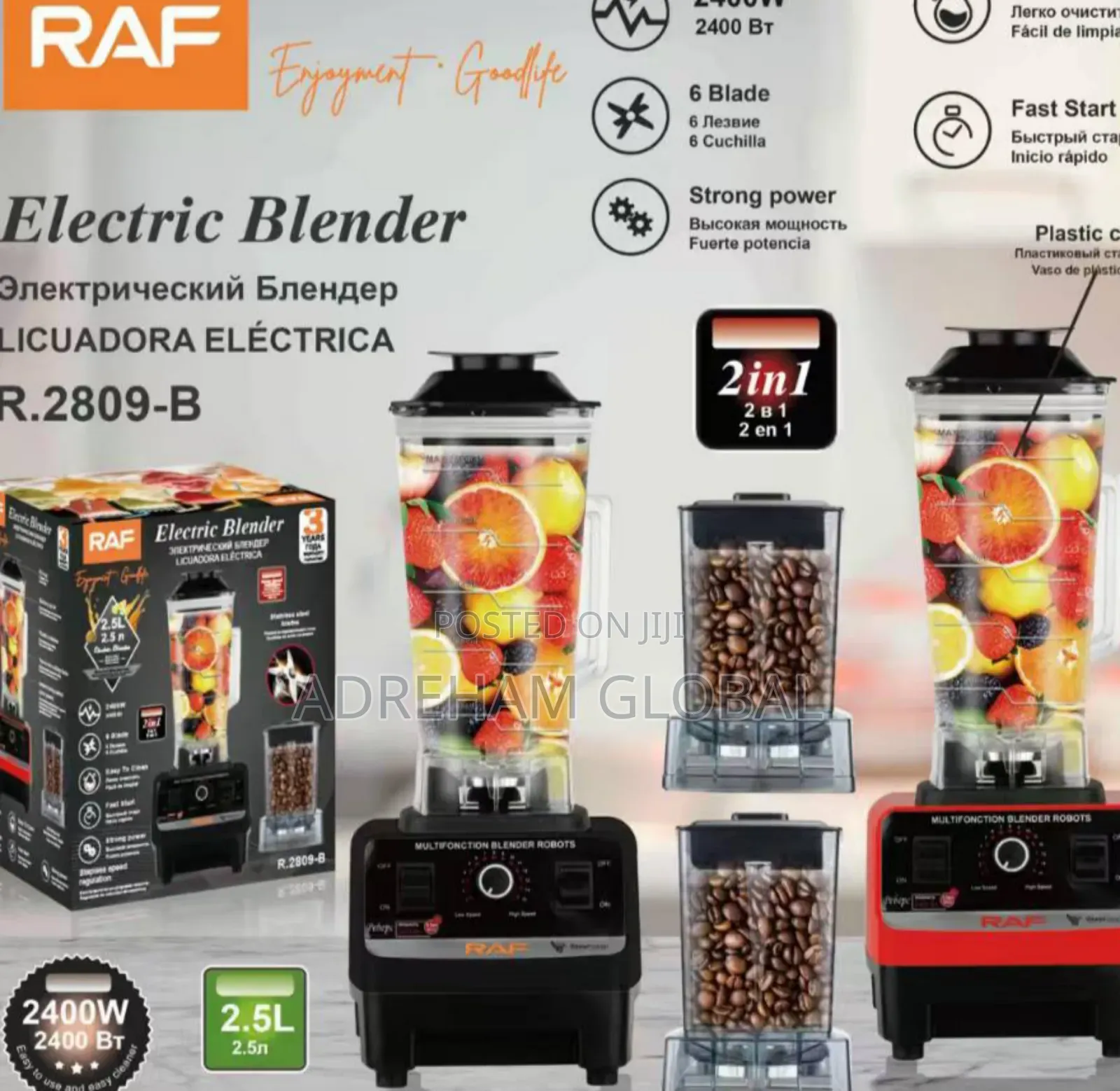 Raf 2in 1 Electric Blender, 2400w
