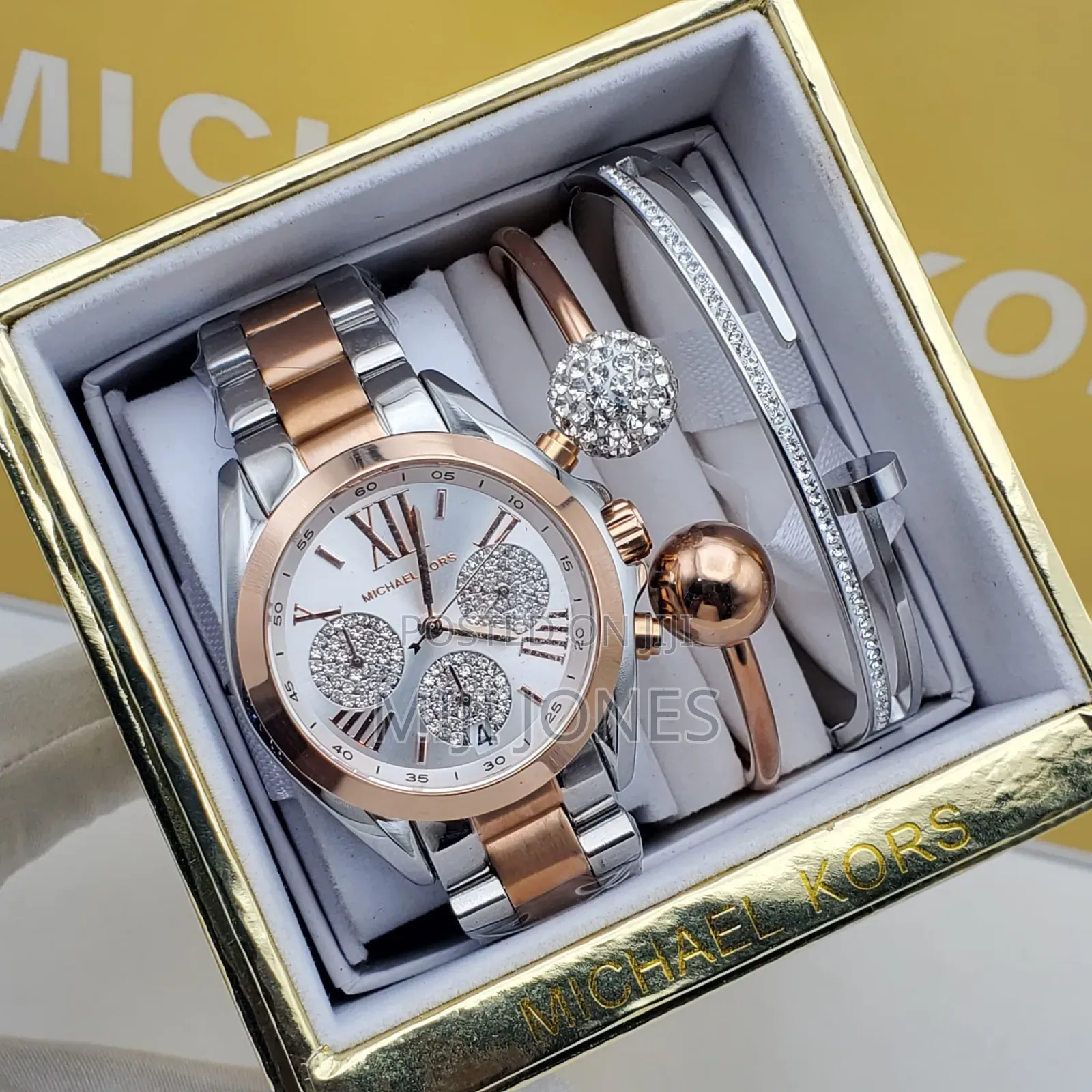"Elegance in Two Pieces" - Mk Watch Bangle Set