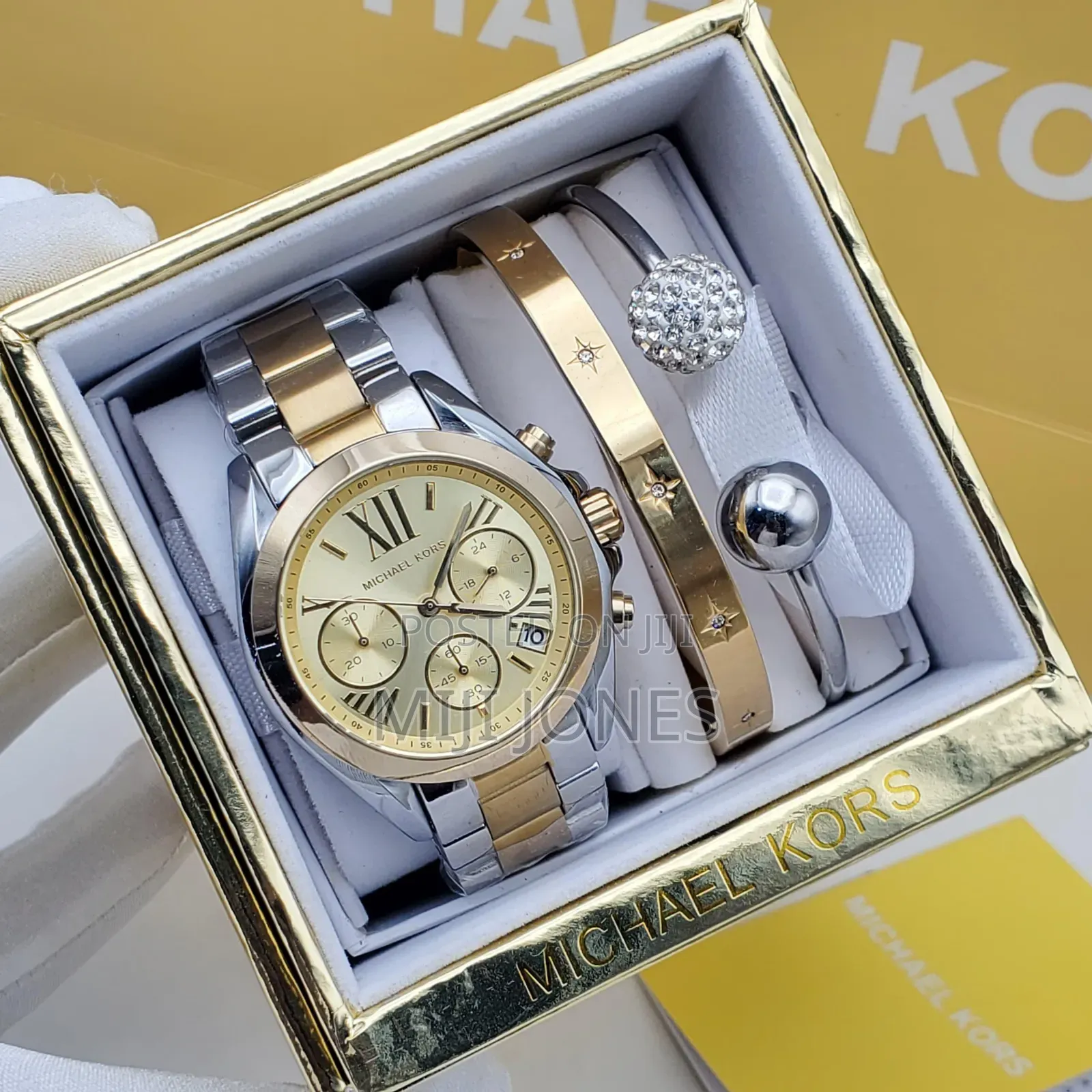 "Elegance in Two Pieces" - Mk Watch Bangle Set