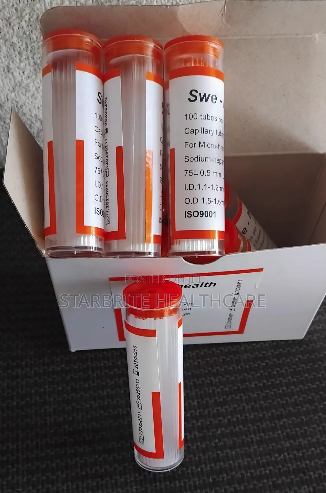 Capillary Tubes – Sodium Heparinized (For Microhematocrit) - 10 Vials