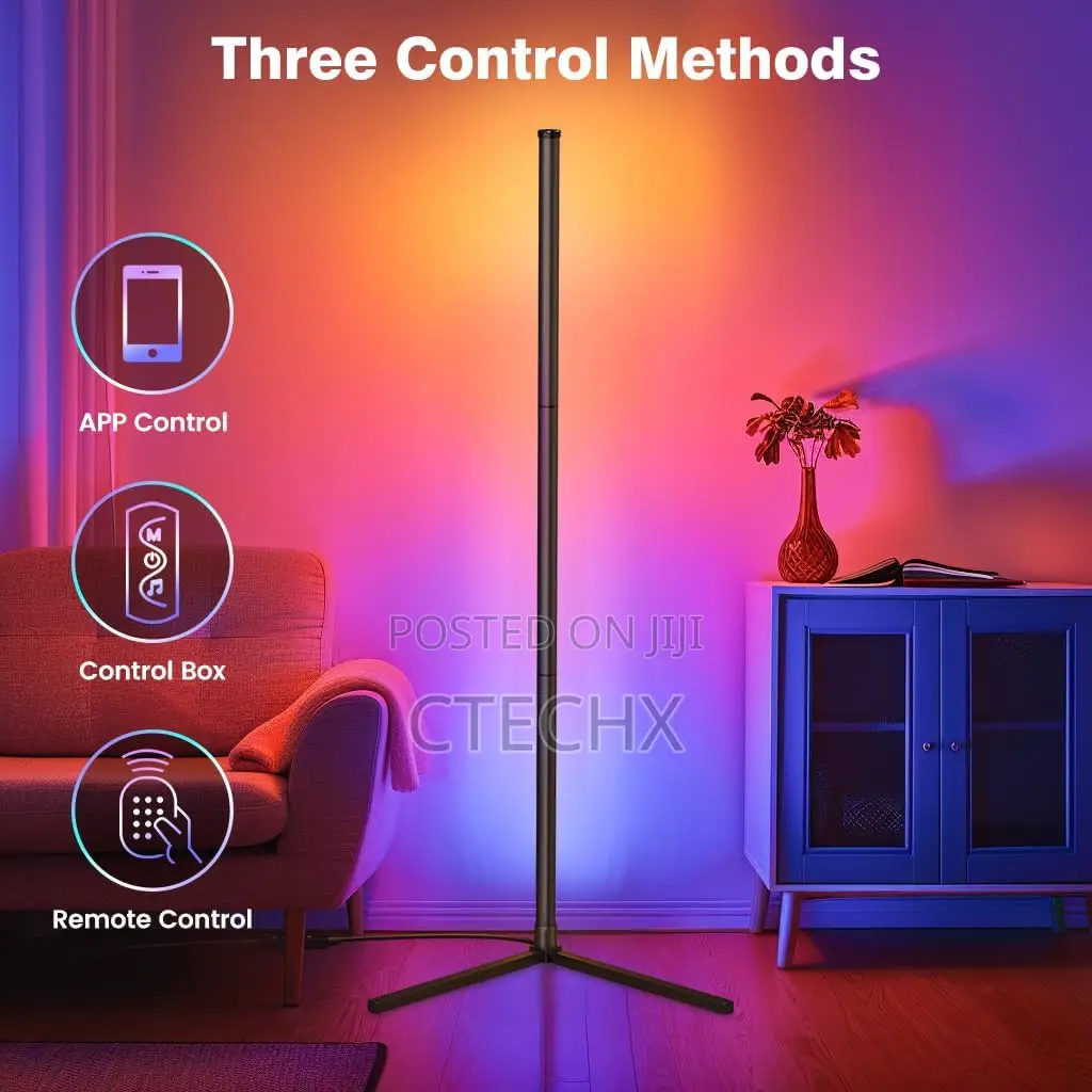 Riyo Rgb Corner Floor Lamp With App And Remote Control, Music Sync