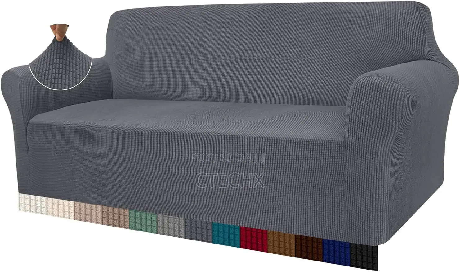 Granbest High Stretch Sofa Covers 4 Seater Jacquard Spandex Grey
