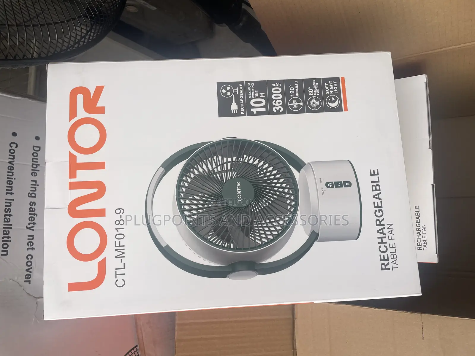 Lontor Rechargeable Table Fan 9-Inches